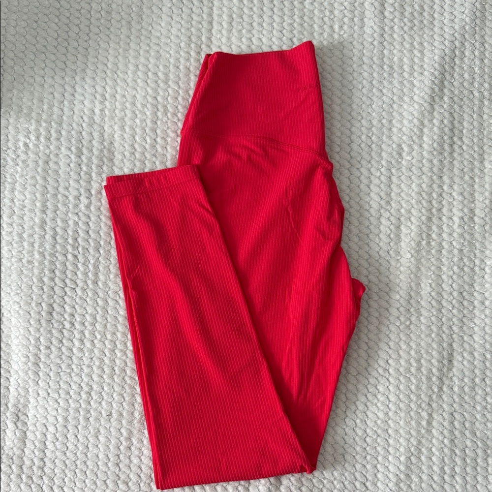 PARAGON Ribbed Bright Red High-Rise Leggings